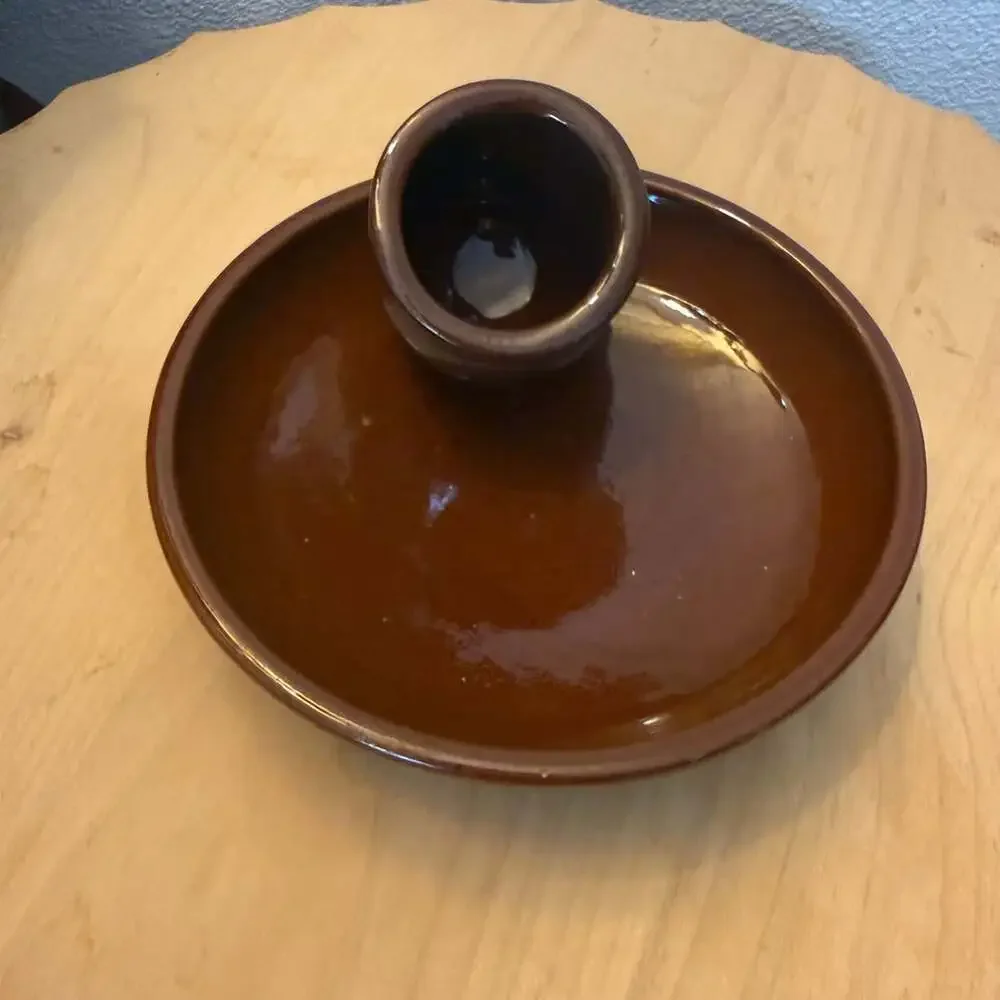Williams Sonoma Olive Dish With Toothpick Holder Brown